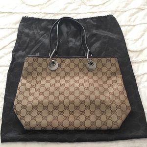 Authentic Vintage Gucci Signature Canvas Handbag